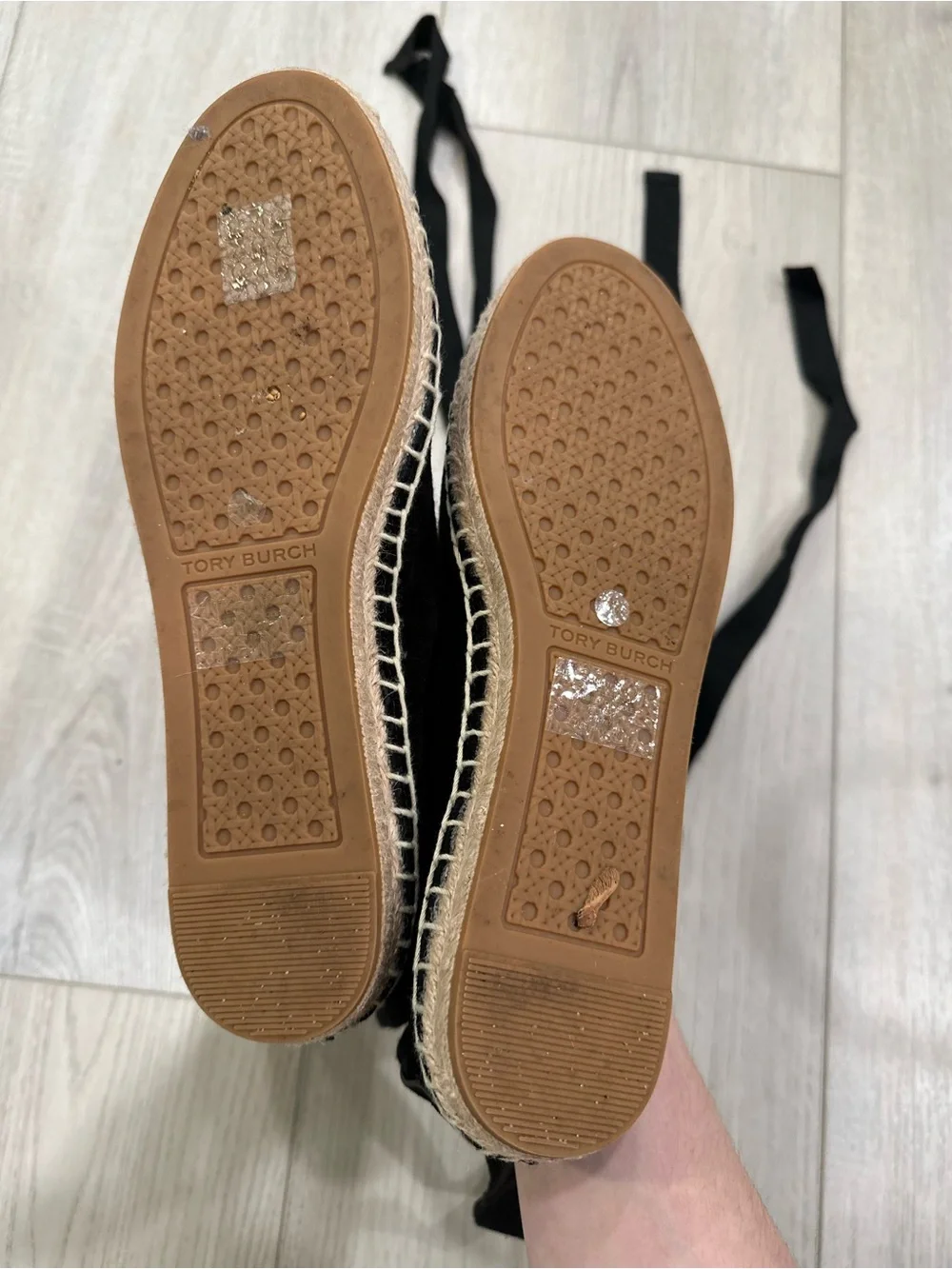 Tory Burch Black Espadrille Ballet Flats with Trim